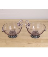 Vtg Pair Frank M Whiting Sterling Silver Pedestal Glass Heart Purple Tin... - £22.19 GBP