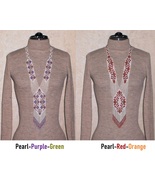 Handmade beaded Sautoir-Gerdan-Necklace with fringe in ethnic style, boh... - $87.77 CAD+