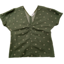 Madewell Voile Puff Sleeve Crop Top Blouse Womens size 4 Dark Green Floral - £28.70 GBP
