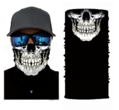 2 Black White Skeleton Face Multi Function Seamless Banana Wrap #12 Gaiter Mask - £9.82 GBP