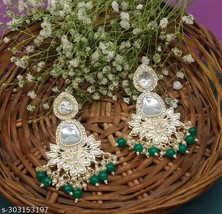 Kundan Earrings Jhumka Bali Bridal Wedding Party Wear Indo Arabic Jewelr... - $37.88 MXN
