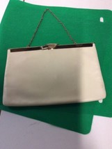 Etra Vintage Leather Envelope Clutch Purse Cream/Gold Excellent Condition Chain - £21.54 GBP