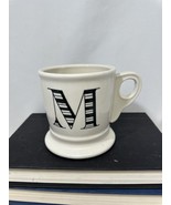Anthropologie Monogram Initial Letter M Mug White Black Barber Coffee Te... - $284.35 MXN