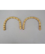 2 PC BAMBOO STYLE BAG HANDLES 6&quot; HALF ROUND NATURAL REPLACEMENT PARTS CRAFT - $12.99