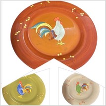 LAURIE GATES Rooster Salad Plates Gourmet Home Accents 2-Tan-2-Red-2-Green 8.5&quot;D - £46.68 GBP