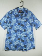 Tommy Hilfiger Shirt Men&#39;s XL Blue Button Front Hawaii Floral USA Fashion Vtg - £11.00 GBP
