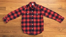Baby Gap Red Dark Navy Blue Flannel Long Sleeve Button Up Down Front Shirt 5 5T - £15.68 GBP