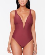 MSRP $88 Bar III Plunge V-Wire One-Piece Red Velvet Size Small - £16.08 GBP