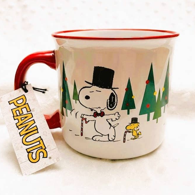 Snoopy & Woodstock Top Hat & Bow Tie Festive XL 22oz Ceramic Coffee Mug-NEW - $15.84