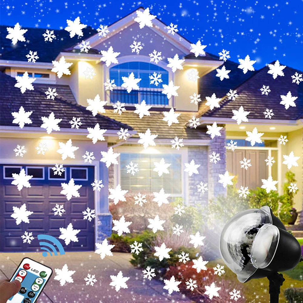 Outdoor Christmas Snowfall Projector Light Moving Snowflake scape Lamp for Weddi - £118.65 GBP
