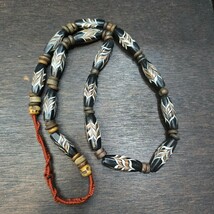 Vintage Fancy Feather Venetian Style Glass and tibetan bone Beads necklace - $74.85 CAD