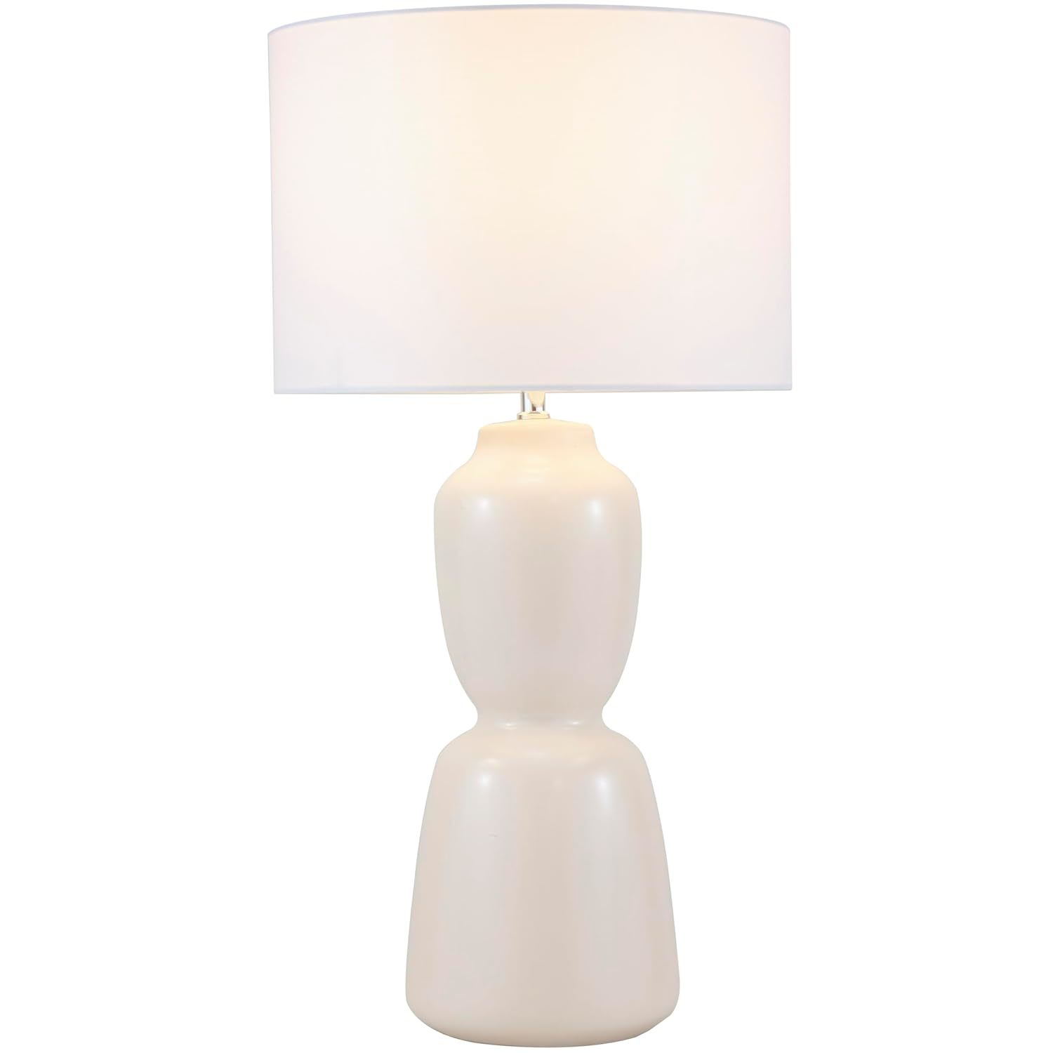 Deco 79 Ceramic Rounded Hourglass Table Lamp, 14" x 14" x 28", Cream
