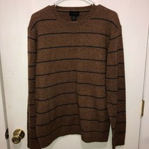 Magaschoni Wool Blend Sweater Men&#39;s Medium Striped Crew Neck Pullover - £14.01 GBP