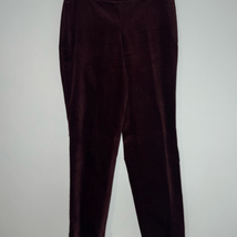 Talbots 100% Cotton Burgundy Curvy High Rise Velour Velvet Pants, Size 8 - £15.32 GBP