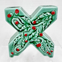 Vintage XMAS Blocks Christmas Candle Holder Thames JAPAN Holly Letter X ... - $14.85