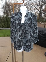 ALEX EVENINGS 2PC BLACK&amp;BLUE SPARKLE TOP&amp;JACKET L - $24.99