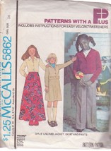 McCALL&#39;S PATTERN 5862 SIZE 14 GIRL&#39;S JACKET, SKIRT AND PANTS - $3.00