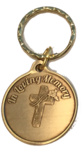 In Loving Memory Cross Rose Bronze Memorial Keychain Gift Coin Chip - £7.02 GBP