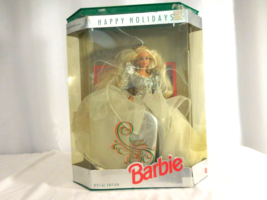 Barbie Doll 1992 Happy Holidays Special Edition Silver &amp; White Dress with Box  - £7.79 GBP