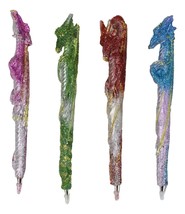 Set of 16 Colorful Glittering Medieval Fantasy Dragon Figural Ball Point Pens - £44.90 GBP