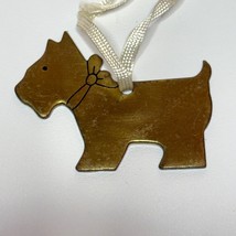 Brass Scottie Scottish Terrier Dog with Bow Keychain Christmas Ornament - $184.52 MXN