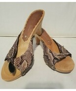 Beverly Feldman Snake Reptile Print Crystals Pinup Tiki VLV Wood Slides ... - $2,283.45 MXN