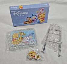 Disney Baby Photo Frame Pooh Tigger Piglet Eeyore Glass Panes Metal Stand JAPAN - $19.95