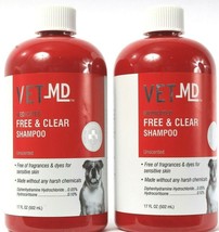 2 Ct Vet MD Free Clear Unscented Sensitive Skin Dog Shampoo 17 Fl Oz