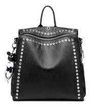 New Women Leather Backpack Rivet School Bags For Teenage Girls Fashion Female Ba - £59.77 GBP