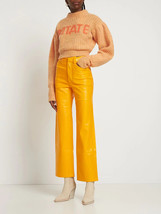 Stylish Women Yellow Genuine Leather Handmade Real Lambskin Pant Formal ... - £84.04 GBP+