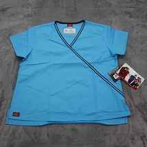 Dickies Shirt Womens LG Blue Piping Hip Flip Collection Scrubs Medical Uniform - $22.65