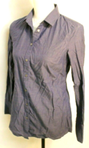 BANANA REPUBLIC SIZE 4 BLUE BUTTON FRONT BLOUSE LONG SLEEVE COLLARED ROL... - £10.49 GBP