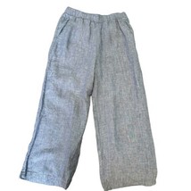 Cynthia Rowley 100% Linen Cropped Wide Leg Pull On Pants Blue Women Size M - $21.78