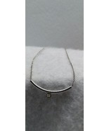 STERLING 15&quot; Chain Necklace DIAMOND ACCENT 1/2 CIRCLE PENDANT Modernist ... - $27.15 CAD