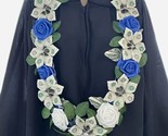 Graduation Money Lei Flower Leaf Blue &amp; White Four Braided Ribbon Foam R... - £77.87 GBP