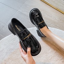 spring new women&#39;s leather shoes Black Mary Jane loafers British style Fashion m - £54.47 GBP