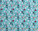 Cotton Toothpastes Brushes Mouthwash Teeth Aqua Fabric Print by Yard D65... - $12.95