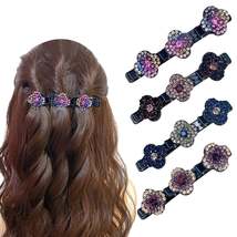 Crystal Stone Braided Hair Clip Set with Rhinestones for Women - £11.75 GBP+