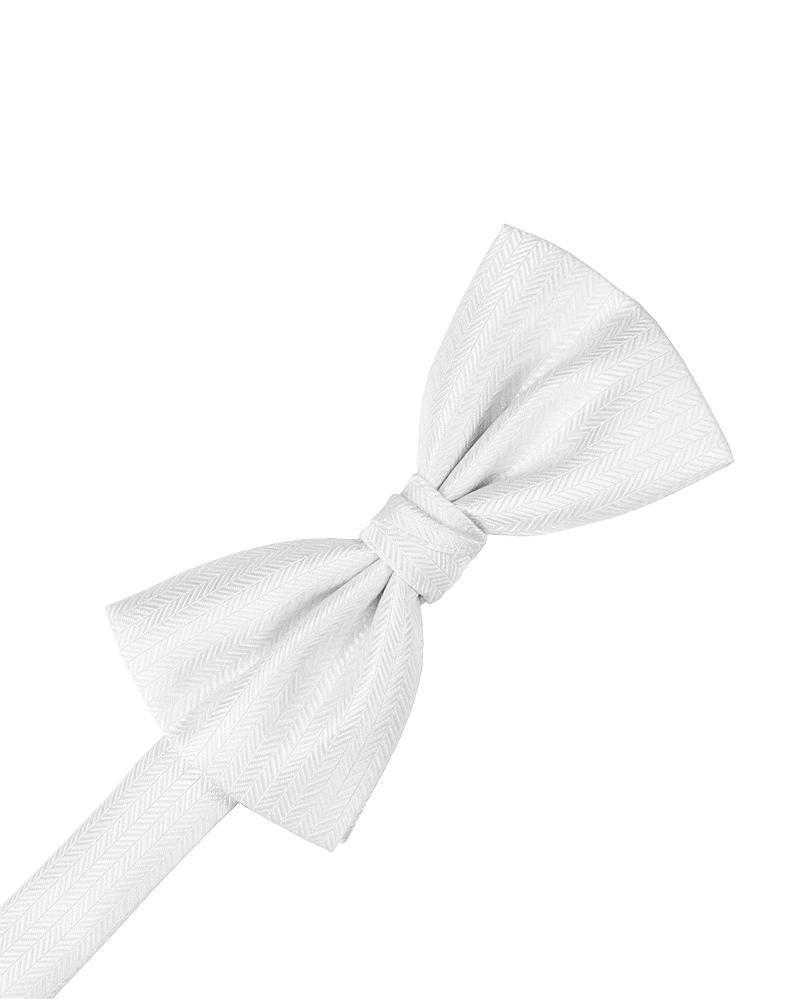 White Herringbone Kids Bow Tie - $15.00