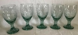 Libbey Water Goblets Set of 5 Orchard Fruits Green Glasses 16 Oz. 7”x3.2... - $34.99