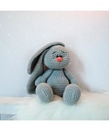 Gray bunny stuffed toy Baby&#39;s hand crochet eco toy Cotton rabbit toy for... - $50.00