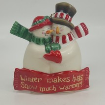 Kurt Adler Jolly Holly-Days Snowman Hugs Couple Christmas Ornament Glass  WKHK8 - £13.27 GBP