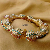 Rajasthani Gold plated high quality kundan bangles jewelry set Bridal Dulhan 11 - £64.81 GBP