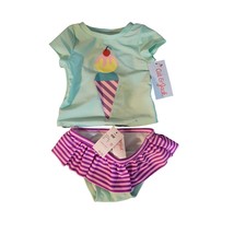 Nwt Cat &amp; Jack 9 Month 2 Piece Ice Cream Green/Purple Bathing Suit - $9.00