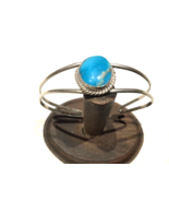 Child’s Sterling Cuff Bangle Turquoise HANDMADE For Small Wrist Vintage - $1,209.13 MXN