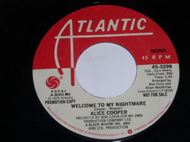 Alice Cooper Welcome To My Nightmare Promo 45 Rpm Vintage Atlantic Label - £19.68 GBP
