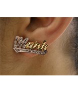 14k Gold Overlay Personalized Any Name Stud Earrings single plate/a3 - $47.95 CAD