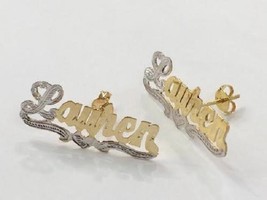 14k Gold Overlay Personalized Any Name Stud Earrings single plate/a5 - $29.99
