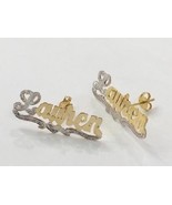 14k Gold Overlay Personalized Any Name Stud Earrings single plate/a5 - $41.10 CAD
