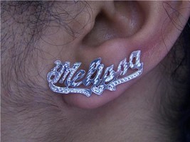 925 silver Personalized Any Name Stud Earrings single plate/a8 - $29.99